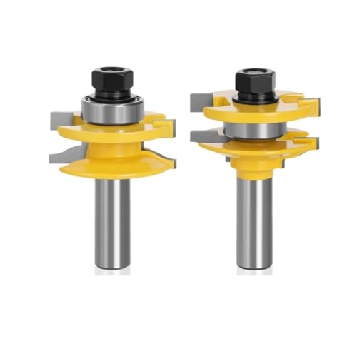 2 stücke 12mm 1/2 Schaft Tür Panel Schrank Zapfen Router Bit Fräser for Holzbearbeitung Cutter Schneiden Holz Werkzeuge(12.7mm shank) von LAERNPU