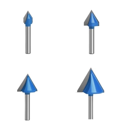 3/4/5 stücke 1/4 6mm Schaft 60 90 120 150 Grad V Typ Schlitzen Fräser Bit CNC Gravur Solide Router Bit Hartmetall Fräser(60 degree 4pcs) von LAERNPU