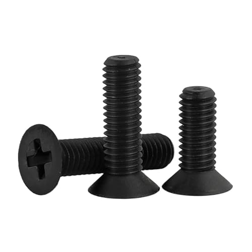 30 Stück M2 M2.5 M3 Länge: 4–25 m Schwarze Nylon-Senkkopf-Maschinenschrauben Flachkopfschrauben(4mm,M2.5-30pcs) von LAERNPU