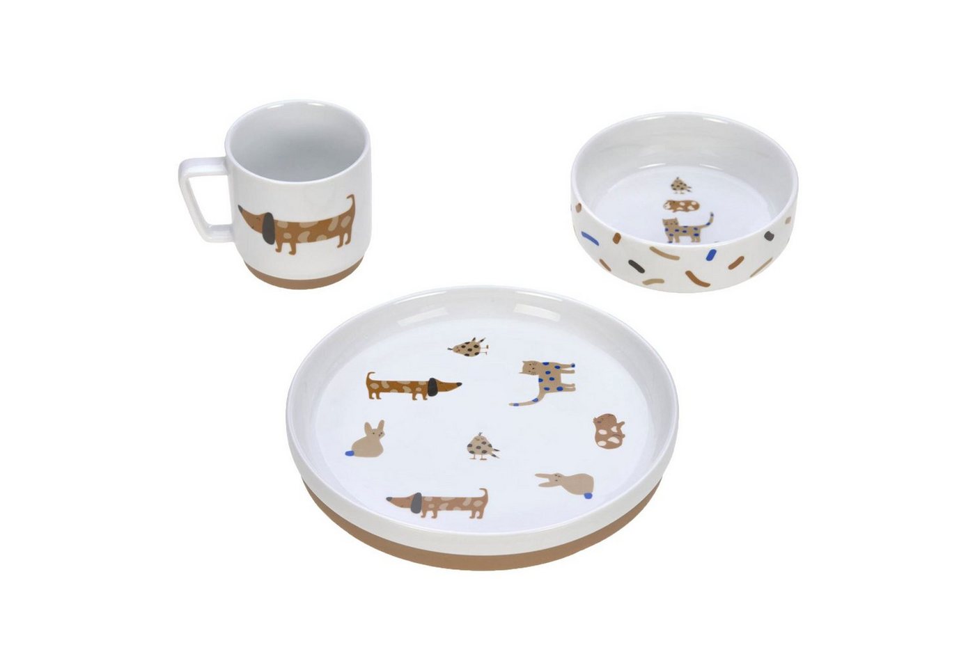 LÄSSIG Kindergeschirr-Set Kinder Porzellan-Geschirr-Set 3er Set (3-tlg), Porzellan von LÄSSIG
