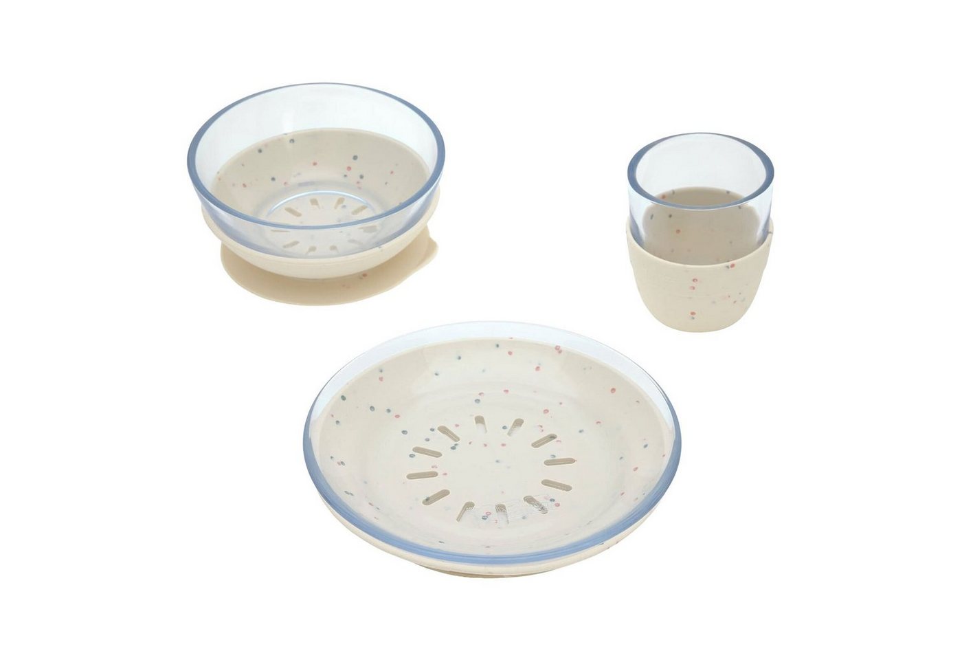 LÄSSIG Kindergeschirr-Set Kindergeschirr-Set mit Silikonuntersatz 3er Set (3-tlg), Glas, Silikon von LÄSSIG