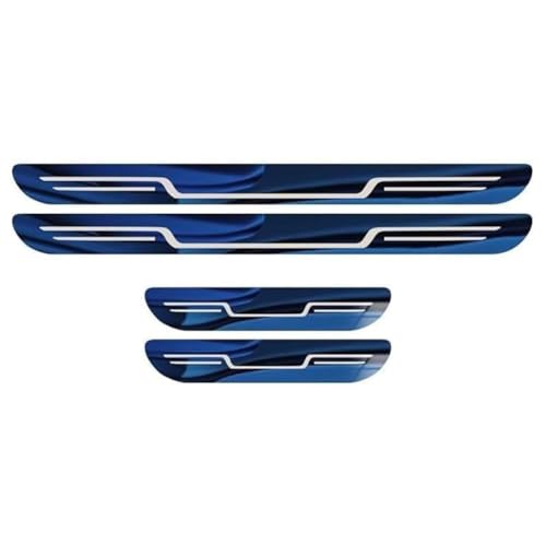 LAFENI 4 Stück Auto Edelstahl Einstiegsleisten für VW T-ROC 2017-2024 2025, Türschweller Schutz Trittschutz Willkommenspedal Scuff Pedal Abdeckung Zubehör,D/Blue von LAFENI