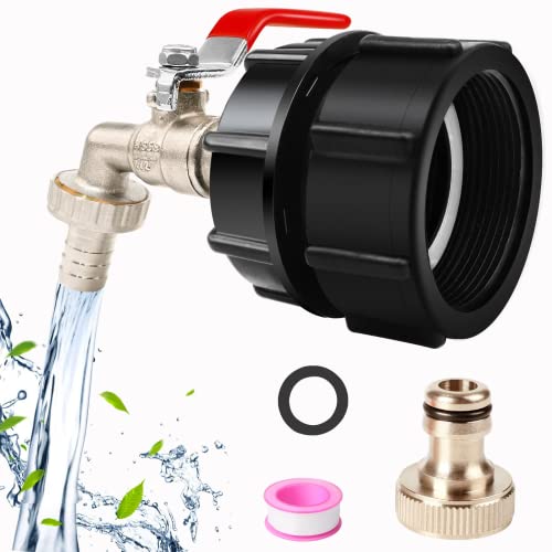 IBC Tank Zubehör-IBC Container ZUBEHÖR Messing Wasserhahn IBC Tank Adapter Ibc Valve For 2 Zoll(60mm) Feine Schnur Wassertank 1000L IBC Adapter Gartenschlauch Wassertank Schlauchanschluss von LAFERKA