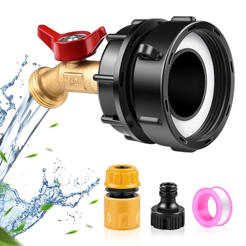 IBC Tank Zubehör-IBC Container ZUBEHÖR Messing Wasserhahn IBC Tank Adapter Ibc Valve For 2.44 Zoll(62mm) Feine Schnur Wassertank 1000L IBC Adapter Gartenschlauch Wassertank Schlauchanschluss von LAFERKA