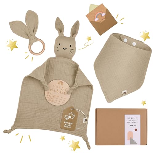 LAFERKA Neugeborenen Geschenk Junge | Neugeborenen Geschenk für Mädchen | Schmusetuch für Babyparty von LAFERKA