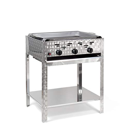 Gasbräter 11kW 3-flammiger Edelstahl-Brenner Standmodell mit Stahlpfanne Gasgrill Gastrobräter Profigrill Verein von LAG