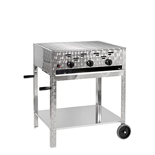 LAG Gasgrill 3-flammiger Edelstahl-Brenner 11kW fahrbar mit Grillrost, Grillwagen, Gastrobräter Profigrill Verein von LAG