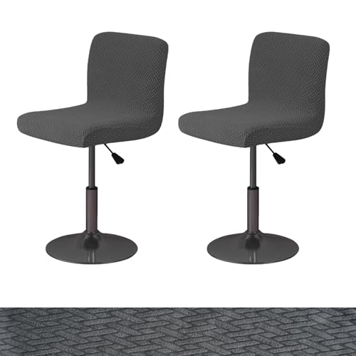 LAGAHS Stuhlhussen 2er Set, Dunkelgrau Stretch und Abnehmbar Stuhlbezug mit Rücken, Waschbar Hussen für Stühle mit Elastischem Boden für Kneipentheke Esszimmer Küche von LAGAHS