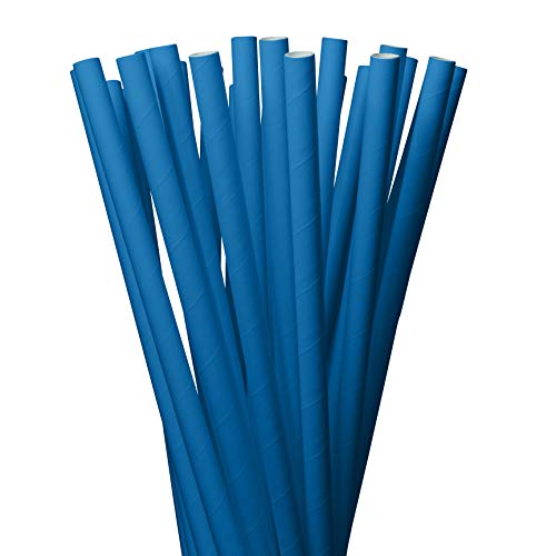 LAGETTO Jumbo Trinkhalme Papier XXL: 8 x 250 mm - 6 Farben 3 Packungsgrößen - Cocktail Strohhalme Papierstrohhalme Papiertrinkhalme (Blau, 100 Stück) von LAGETTO