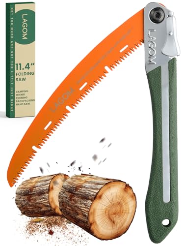 LAGOM Klappsäge zum Schneiden von Zweigen 11,4 Zoll Campingsäge aus SK5 Stahl Klappsäge Handsäge Survivalsäge mit sicherem Design Klappsäge Campingsäge (gebogen) von LAGOM