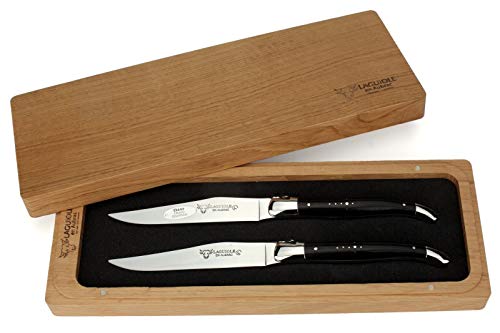 Laguiole en Aubrac - 2er Set Laguiole Steakmesser aus Frankreich - Griff Ebenholz- Stahl glänzend Laguiole en Aubrac - 2er Set Laguiole Steakmesser aus Frankreich - Griff Ebenholz- Stahl glänzend von LAGUIOLE EN AUBRAC L