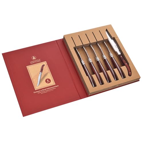 LAGUIOLE HERITAGE Steakmesser Set 6-teilig – Edelstahl Steakmesser mit edlem Holzgriff – Handgefertigtes Laguiole Besteck in Geschenkbox – Premium Fleischmesser für Steak, Grill & BBQ LAGUIOLE HERITAGE Steakmesser Set 6-teilig – Edelstahl Steakmesser mit edlem Holzgriff – Handgefertigtes Laguiole Besteck in Geschenkbox – Premium Fleischmesser für Steak, Grill & BBQ von LAGUIOLE HERITAGE