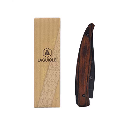 LAGUIOLE - Faltmesser mit schwarzer Klinge und braunem Pakkaholzgriff von LAGUIOLE
