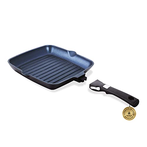 LAGUIOLE - Grill, 28 cm, abnehmbar, schwarz, antihaftbeschichtet, Blau, Diamond-Induktion von LAGUIOLE