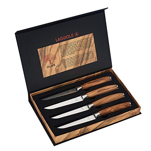 LAGUIOLE - Set mit 4 Steakmessern mit Olivenholzgriffen von LAGUIOLE