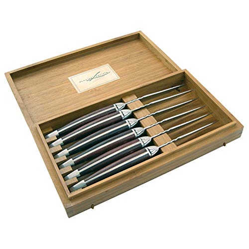 LAGUIOLE - Set mit 6 Fleischmessern - Edelstahl, Palisandergriff - Perfekte Kante - Zum Geben oder Danken dank der schönen Geschenkbox - Messer für Fleisch, Geflügel, etc. von LAGUIOLE