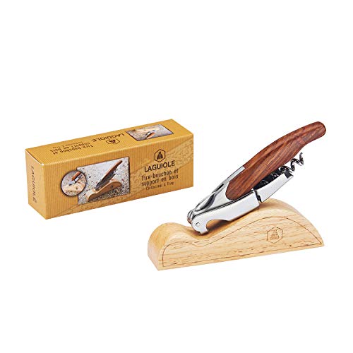 LAGUIOLE - Sommelier Doppelhebel - Edelstahl - Holzgriff - Holzpräsentationshalter - Messer mit Korkenzieher, Kapselschnitt & Flaschenöffnerfunktionen - Geschenkbox von LAGUIOLE
