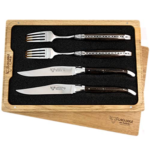 LAGUIOLE en Aubrac Premium Steakbesteck geschmiedet Set 2 Steakmesser und 2 Steakgabeln fossile Mooreiche LAGUIOLE en Aubrac Premium Steakbesteck geschmiedet Set 2 Steakmesser und 2 Steakgabeln fossile Mooreiche von LAGUIOLE