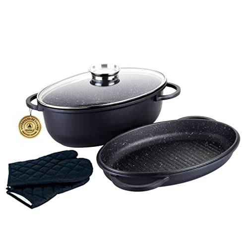 Laguiole - Set mit 3 Stück, schwarz, 38 cm, Antihaftbeschichtung, Blau, Diamond-Induktion von LAGUIOLE