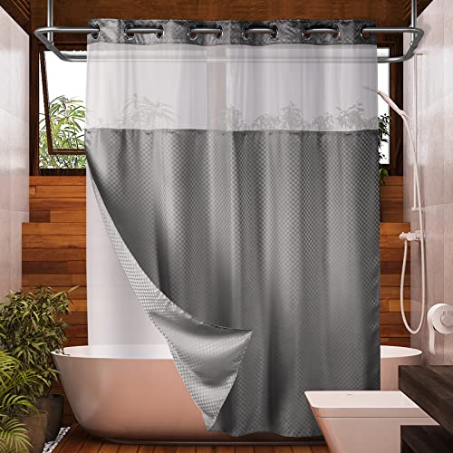 LAGUTE Duschvorhang mit Schnapphaken und Sichtfenster Oben, Hotelqualität, maschinenwaschbar und wasserabweisend, 71 B x 74 L, grau LAGUTE Duschvorhang mit Schnapphaken und Sichtfenster Oben, Hotelqualität, maschinenwaschbar und wasserabweisend, 71 B x 74 L, grau von LAGUTE
