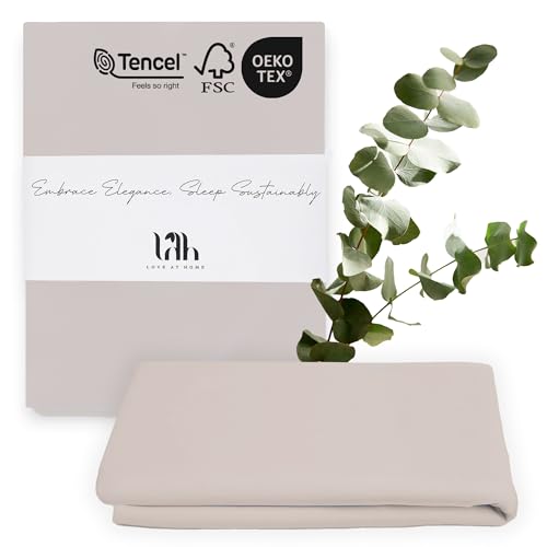 LAH 100% Tencel Lyocell Spannbettlaken, luxuriöses tiefes Spannbetttuch aus umweltfreundlichem Tencel, Hypoallergen, in Weiß Grau Petrol für King Size Doppelbetten Einzelbett (Grau, 90x200 cm) von LAH - Love at Home