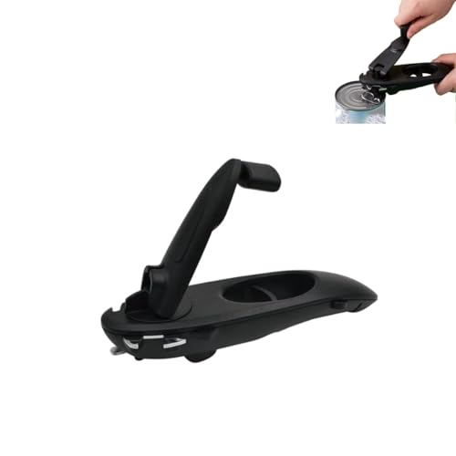 8-in-1 Multifunktionaler Dosenöffner, schwarzer glatter Rand, Flaschenöffner mit magnetischem, um 360° drehbarem Griff, Dosenöffner, manuell von LAIBUY