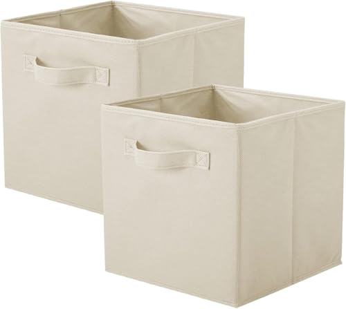 Aufbewahrungskörbe, faltbare Stoff-Aufbewahrungswürfel und Stoff-Organizer, Schublade für Schrank und Spielzeug, 2 Stück (Beige) von LAIBUY