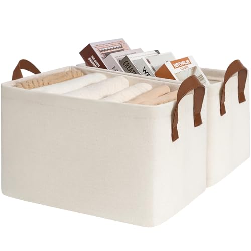 Aufbewahrungskörbe für Regale, Schrank-Organizer und Aufbewahrung, modern, Beige, 2 Stück, 47 x 27,9 x 20 cm von LAIBUY