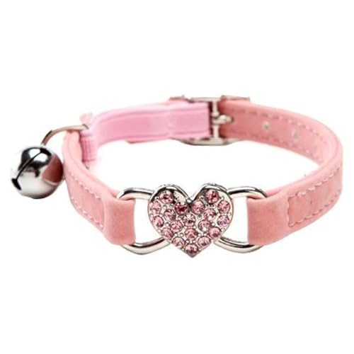 Katzenhalsband mit Herzmotiv, mit Sicherheitsgurt und Glöckchen, 20,3 - 27,9 cm, Rosa Katzenhalsband mit Herzmotiv, mit Sicherheitsgurt und Glöckchen, 20,3 - 27,9 cm, Rosa von LAIBUY