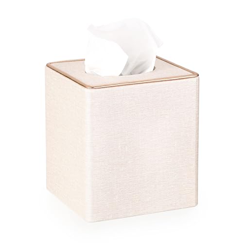 Quadratische Taschentuchbox-Abdeckung aus Leinen, stilvoller Würfel-Tuchbox-Halter mit magnetischer Unterseite, dekorative Taschentuchboxen für Schminktisch, Toilette, Tank, Kommode, Nachttisch, Tisch von LAIBUY