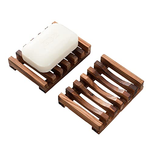 Seifenschale aus Holz für die Dusche, 2er-Set, selbstentleerender Seifenhalter für Badezimmer, selbstgemachte Seifen, natürliche Seifenschale von LAIBUY