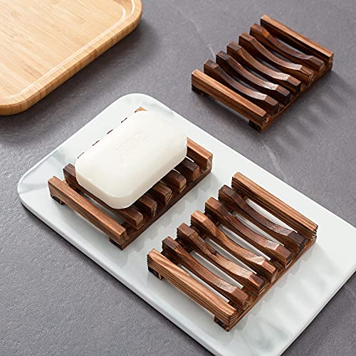 Seifenschale aus Holz für die Dusche, selbstentleerender Stangenhalter für Badezimmer, Seifenhalter für selbstgemachte Seife, 3 Stück von LAIBUY