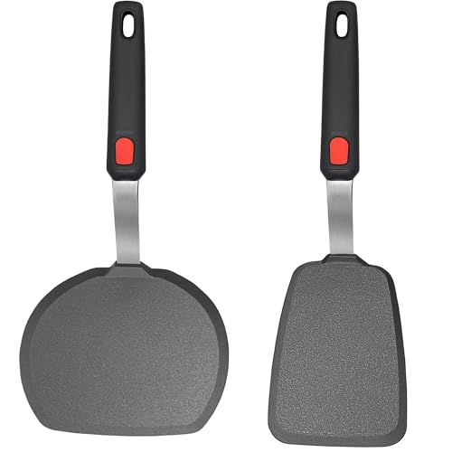 Silikon-Pfannkuchenwender, Pfannenwender, 2er-Set, 315 °C, hitzebeständig, Kochspatel für antihaftbeschichtetes Kochgeschirr, große Küchenutensilien, BPA-frei, Gummi-Spatel-Set für Ei, Pfannkuchen von LAIBUY