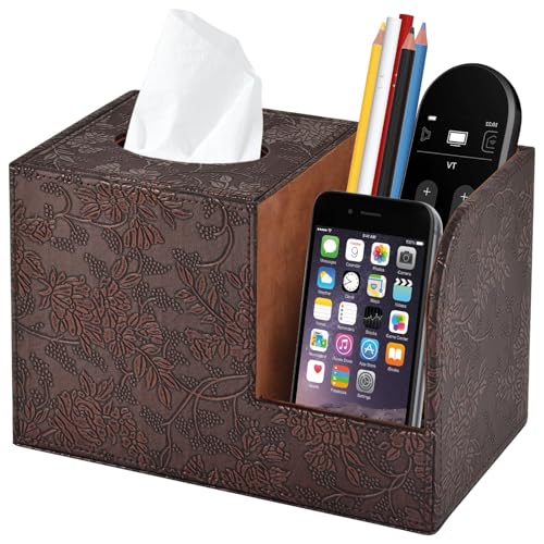Taschentuchbox aus PU-Leder, quadratisch, Taschentuchbox, Organizer mit 2 Fächern, Fernbedienungshalter, multifunktional, dekorative Taschentuchbox, Würfel, Heimbüro, Schreibtisch-Aufbewahrungsbox Taschentuchbox aus PU-Leder, quadratisch, Taschentuchbox, Organizer mit 2 Fächern, Fernbedienungshalter, multifunktional, dekorative Taschentuchbox, Würfel, Heimbüro, Schreibtisch-Aufbewahrungsbox von LAIBUY