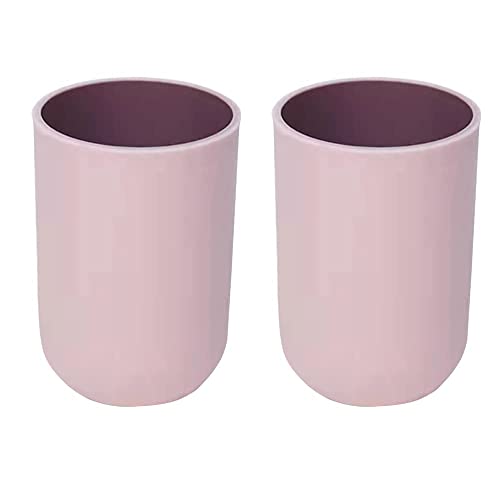 Unzerbrechliche wiederverwendbare Trinkbecher, 2 Farben, Kunststoff-Zahnputzbecher, 300 ml, spülmaschinenfest (Hellrosa und Hellrosa) von LAIBUY