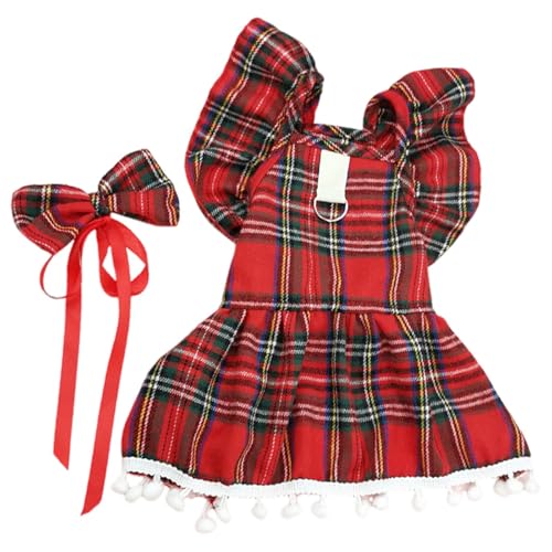 Weihnachtskleider für Hunde und Katzen, kariert, für kleine Hunde und Mädchen, Winterkleid, Prinzessinnenkleid mit niedlicher Schleife, Knoten, Haarbänder, Haustierrock, Winter-Hundekleid Weihnachtskleider für Hunde und Katzen, kariert, für kleine Hunde und Mädchen, Winterkleid, Prinzessinnenkleid mit niedlicher Schleife, Knoten, Haarbänder, Haustierrock, Winter-Hundekleid von LAIBUY