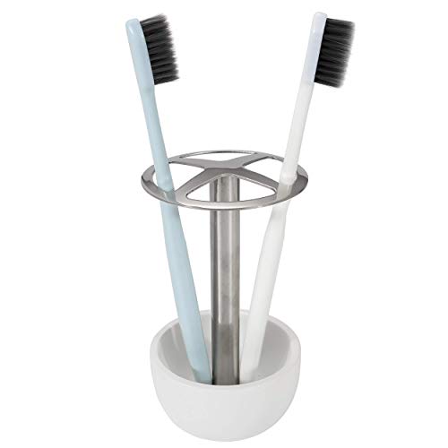Zahnbürstenhalter, Ständer, für Rasierer, Badezimmer, Waschtisch, Arbeitsplatte, Edelstahl-Zahnbürsten-Badezimmer-Organizer (weiß) von LAIBUY