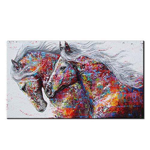 LAIDEPA Zwei Aquarell Tier Pferd Dekorative Kunst Wandbilder Leinwanddruck Wohnzimmer Dekorative Malerei Home Schlafzimmer Flur Wanddekoration Poster,60X120cm von LAIDEPA