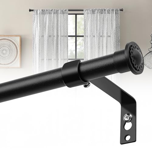 Gardinenstange, 71-200cm Gardinenstange aus Edelstahl Vorhangstange Verstellbare Beschläge Set mit Halterungen - 16 mm Durchmesser Gardinenstange Stil Rustikal/Mattschwarz von LAIDER HEROS