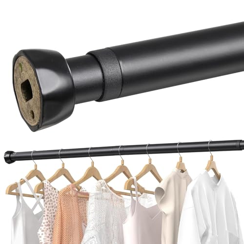 Kleiderstange, 38-137cm Garderobenstange der Kleiderbügel Ausziehbare aus Edelstahl,kleiderstange Schrank Verstellbarer für Schlafzimmer, Garderoben, Waschräume und Wohnmobile/Mattschwar von LAIDER HEROS