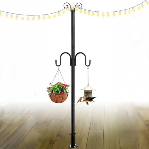 LAIDER HEROS Schäferhaken, 8.3FT Heavy Duty Halterungsstange für Beleuchtungen Schäferstab Outdoor, für Holz Deck Beton Terrasse Garten Hinterhof Hochzeit Party Vogel Feeder Laternen Blumenkorb von LAIDER HEROS