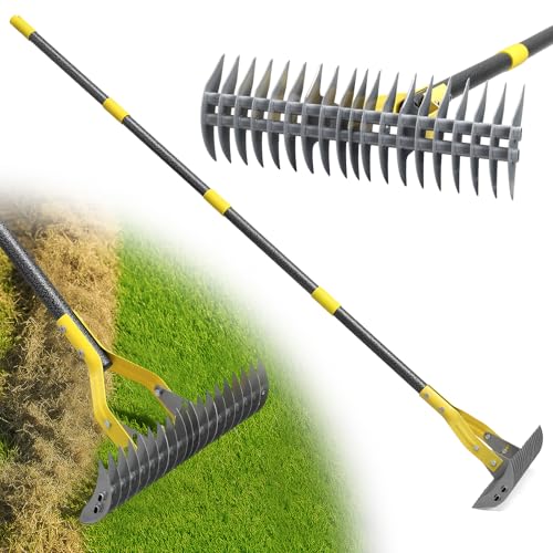 Rasenrechen, 178cm Robuster Rechen zur Beseitigung von Moos und Rasenfilz mit scharfer Klinge für die Entfernung von Totem Gras, für Hof, Garten, Rasen von LAIDER HEROS