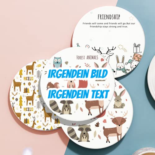 Personalisierte Keramikuntersetzer - Getränkeuntersetzer Bedruckt mit Ihrem Bild, Text - untersetzer Keramik eckig rund (Rund) von LAIFU