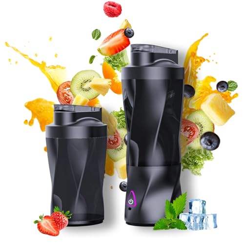 Tragbarer Mixer - Mini-Standmixer & Smoothie Maker Cordless 700ml, Mit USB Wiederaufladbar, BPA Frei, Leckschutz Und SIP-Ausguss, Reisemixer Für Shakes & Smoothies (Schwarz) von LAIKAIEU