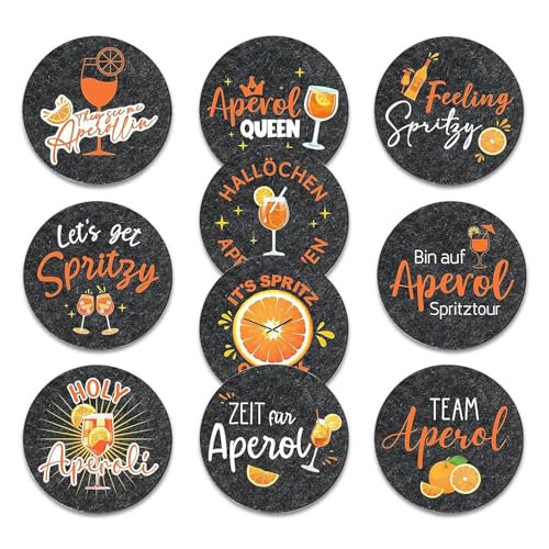 LAINIKE 10 Stück Aperol Untersetzer Sprüche Aperol-Fans Filzuntersetzer Rund Glasuntersetzer mit Aperol-Sprüchen Untersetzer Filz Untersetzer für Trinkgläser Aperolliebhaber Aperoliker LAINIKE 10 Stück Aperol Untersetzer Sprüche Aperol-Fans Filzuntersetzer Rund Glasuntersetzer mit Aperol-Sprüchen Untersetzer Filz Untersetzer für Trinkgläser Aperolliebhaber Aperoliker von LAINIKE
