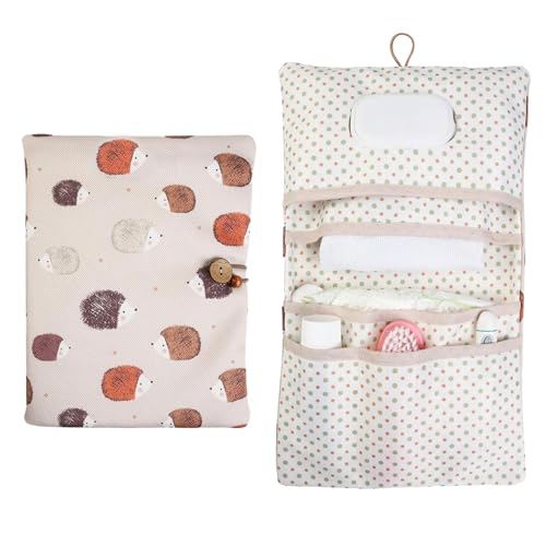 LAINIKE Windeltasche Organizer und Kosmetiktasche 2in1 Windeltasche Kleine Wickeltasche Organizer Baby Windeltasche für Mutter Unterwegs (Igel) von LAINIKE