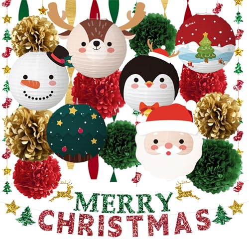 Frohe Weihnachten Banner Hängende Banner Ornamente für Wand Fenster Home Decoration Party Supplies Hängende Dekoration Frohe Weihnachten Banner Hängende Banner Ornamente für Wand Fenster Home Decoration Party Supplies Hängende Dekoration von LAIOUSN