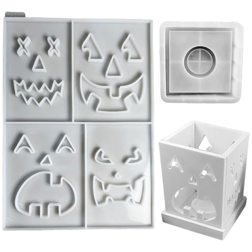 Halloween-Kerzenständer-Silikonformen, handgefertigt, Gipsformen, Ornament, für die Herstellung von Halloween, Silikon, Epoxidharz, Kerzenständer, Harz Halloween-Kerzenständer-Silikonformen, handgefertigt, Gipsformen, Ornament, für die Herstellung von Halloween, Silikon, Epoxidharz, Kerzenständer, Harz von LAIOUSN