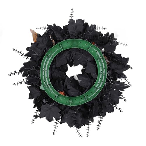 Halloween-Kranz, Ornament mit schwarzem Ahornblatt und Schaumstoff, Kürbisse, Outdoor-Dekoration für Tür, Wand, Fenster, Stoff, Schaumstoffkranz Halloween-Kranz, Ornament mit schwarzem Ahornblatt und Schaumstoff, Kürbisse, Outdoor-Dekoration für Tür, Wand, Fenster, Stoff, Schaumstoffkranz von LAIOUSN
