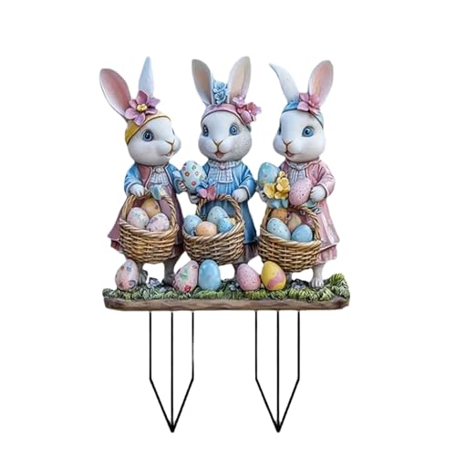 Hasen-Hofpfahl Ostern mit Eiern, Gartenschild, Kunst, Tiere, Gartenstecker, dekoratives Outdoor-Schild, Osterhof Hasen-Hofpfahl Ostern mit Eiern, Gartenschild, Kunst, Tiere, Gartenstecker, dekoratives Outdoor-Schild, Osterhof von LAIOUSN